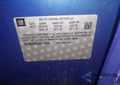 2018 Chevrolet Volt Lt from USA, damaged, VIN 1G1RC6S58JU115698